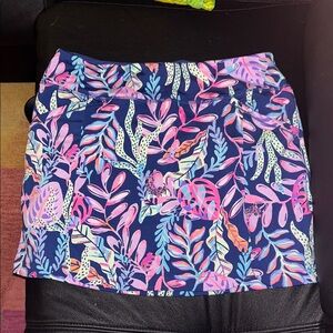 Lily Pulitzer UPF 50+ Luxletic Sporty Floral Navy A-Line Skort with Pockets